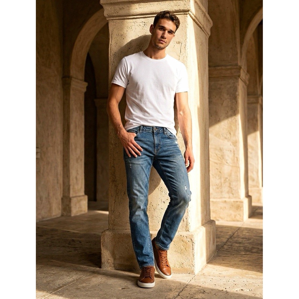 Buffalo David Bitton We Are Denim Mens Slim Fit Straight Blue Jeans 36x30 Ash
